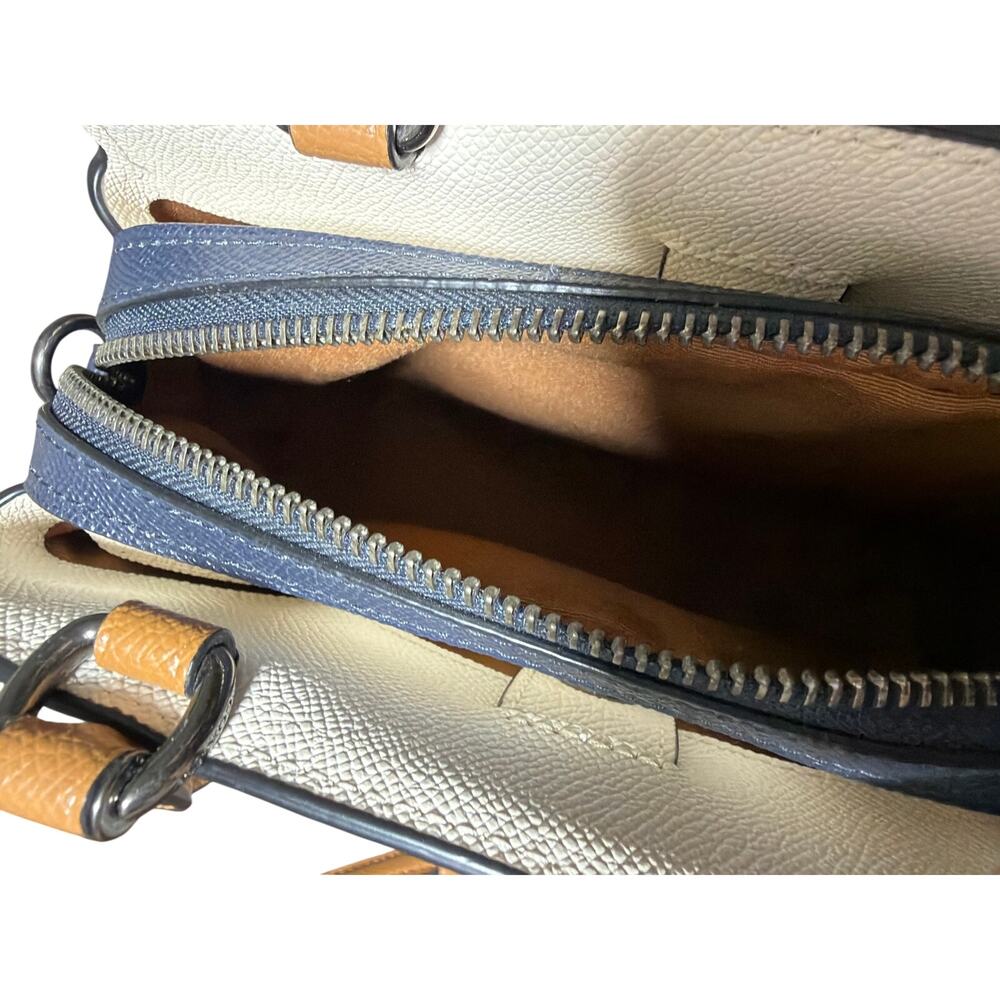 Coach Mini Lillie Carryall Cream Pink Navy Tan GREAT Condition Satchel Crossbody - Picture 8 of 12